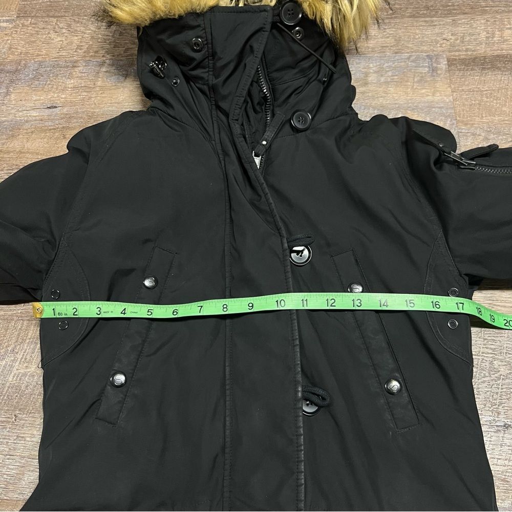 S13 New York Alpine Coat Womens Small Black Duck Down faux fur hood winter coat - Picture 3 of 16